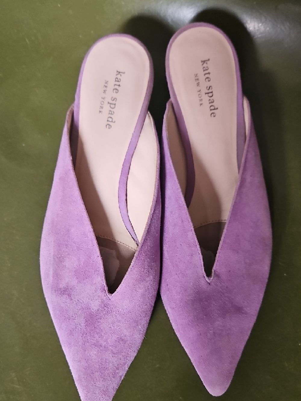 kate spade Lavender Suede Pointed Slip-On Mules Size US 7.5 Eu 38 - Picture 3 of 7